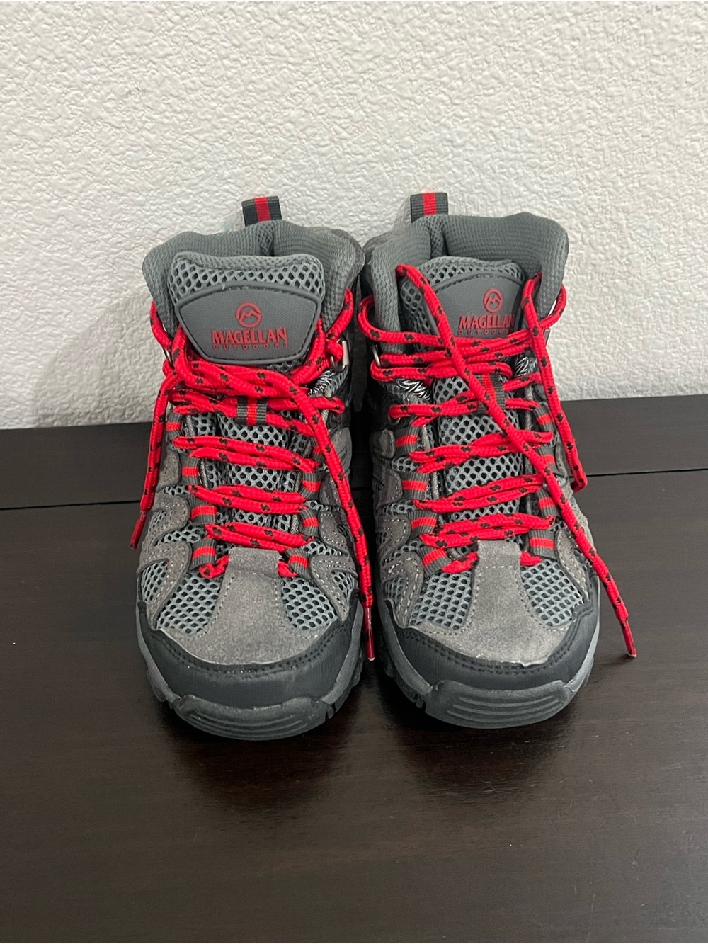 Magellan Outdoors Kids Gray and Red Hiking Boots